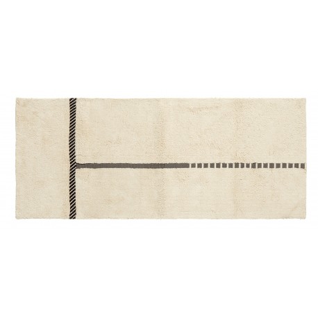 tapis tufte coton blanc ligne noire nordal zenia 88 x 213 cm