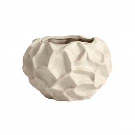Cache-pot aspect organique surface texturée grès Muubs Soil blanc