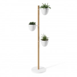 umbra floristand porte plantes 3 pots design contemporain blanc bois