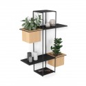 umbra cubist etagere murale design metal noir 2 porte plantes bois