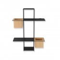 umbra cubist etagere murale design metal noir 2 porte plantes bois