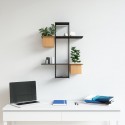 umbra cubist etagere murale design metal noir 2 porte plantes bois