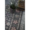 ib laursen tapis coton noir motif fleuri 120 x 180 cm