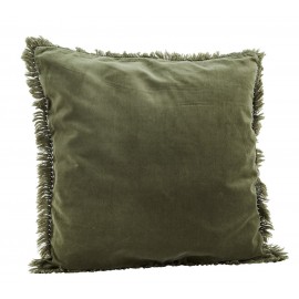 Housse de coussin velours franges Madam Stoltz vert