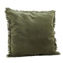 madam stoltz housse de coussin velours franges vert jade 50 x 50 cm