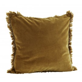 housse de coussin carree velours franges jaune moutarde madam stoltz