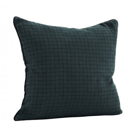 housse de coussin carree a carreaux bleu canard lin madam stoltz