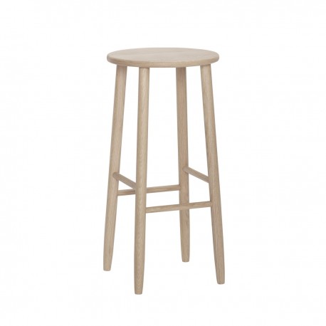 hubsch tabouret de bar rond epure style scandinave bois chene clair