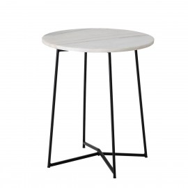 table bout de canape ronde marbre blanc metal noir bloomingville anou