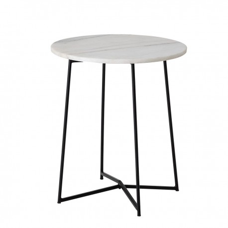 table bout de canape ronde marbre blanc metal noir bloomingville anou
