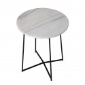 table bout de canape ronde marbre blanc metal noir bloomingville anou