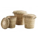 Set de 3 paniers bambou tressé avec couvercle Madam Stoltz