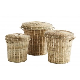 set de 3 paniers bambou tresse avec couvercle madam stoltz