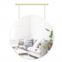 umbra exhibit miroir rond suspendu sur barre metal dore style chic