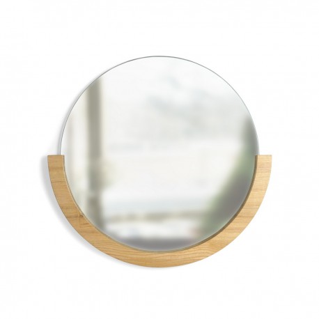 Miroir mural rond bois clair demi cercle Umbra Mira