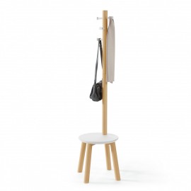 Portemanteau sur pied tabouret bois métal Umbra Pillar