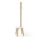 umbra pillar portemanteau sur pied tabouret bois clair metal blanc