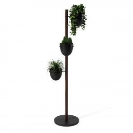 Moderner vertikaler Pflanzenständer aus dunklem Holz Umbra Floristand