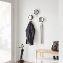 umbra hub petit miroir mural rond avec patere bois clair