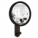 Petit miroir mural rond patère bois foncé Umbra Hub