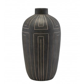 Jarre grand vase faïence House Doctor Aljeco noir