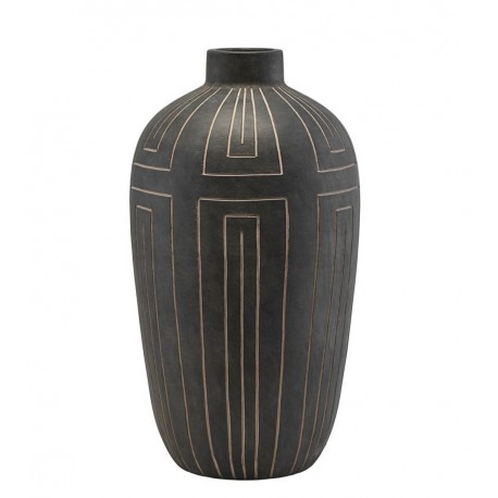 house doctor aljeco jarre grand vase noir motif faience
