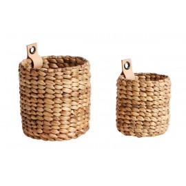 Set de 2 paniers tressés rangement suspendu Muubs naturel