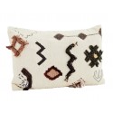 madam stoltz coussin brode ethnique rectangulaire coton blanc