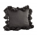 Housse de coussin pompons tassels Madam Stoltz gris