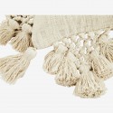 madam stoltz coussin pompons blanc ecru coton carre