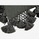 madam stoltz housse de coussin carre pompons tassels  45 x 45 cm gris