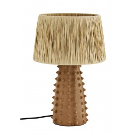 madam stoltz lampe style artisanal rustique terre cuite raphia