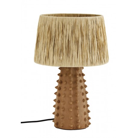 madam stoltz lampe style artisanal rustique terre cuite raphia