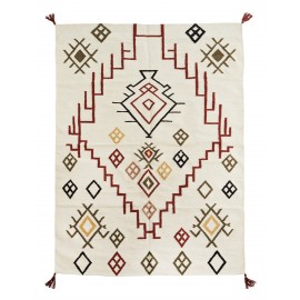 madam stoltz tapis blanc broderie style ethnique multicolore