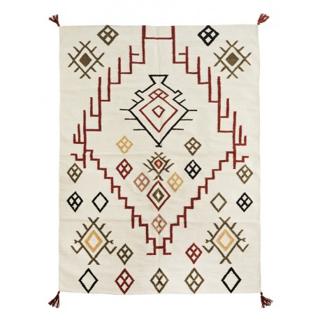 madam stoltz tapis blanc broderie style ethnique multicolore