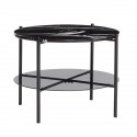 hubsch table basse marbre noir ronde metal noir