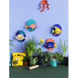 studio roof decoration murale carton poisson ange jaune