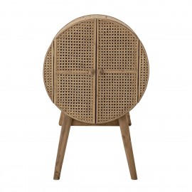 bloomingville otto petit meuble rangement rond bois rotin cannage