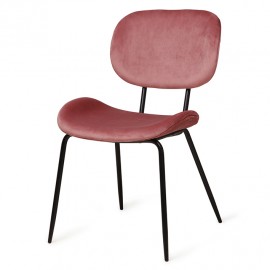 hk living chaise rembourree confortable velours vieux rose metal noir