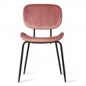 hk living chaise rembourree confortable velours vieux rose metal noir