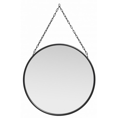 miroir mural rond metal noir suspendu sur chaine industriel nordal