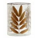 nordal vase en verre decoration vegetale feuilles marron