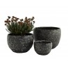madam stoltz set de 3 cache pot style pierre de lave noire gres