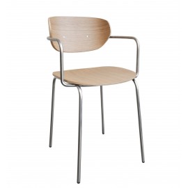 hubsch chaise design scandinave bois clair metal avec accoudoirs
