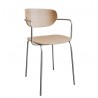 hubsch chaise design scandinave bois clair metal avec accoudoirs