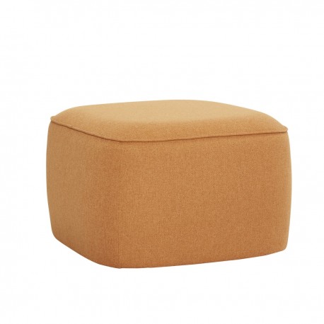 hubsch pouf design carre tissu jaune moutarde orange