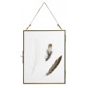 grand cadre photo mural vitre metal dore avec plumes nordal