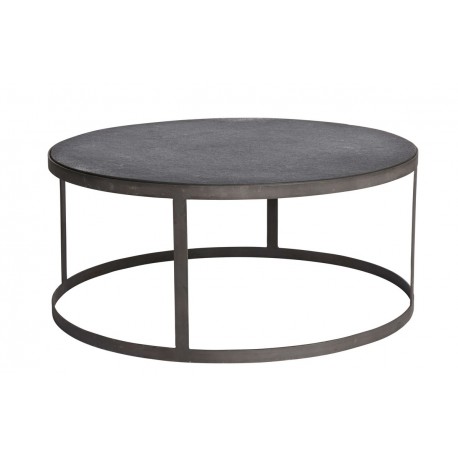 muubs low table basse ronde epuree pierre noire metal noir