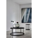 muubs low table basse ronde epuree pierre noire metal noir