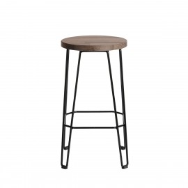 muubs tabouret de bar rond bois massif fonce metal move 65